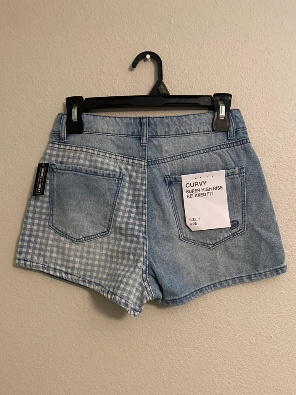 Indigo Rein Patchwork Denim Shorts High Rise Curvy Size 3 (W25) NWT - Picture 4 of 5